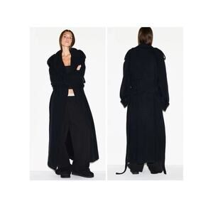 SKIMS Boyfriend Fleece Trench Coat Black Size XS NWT Retail $248